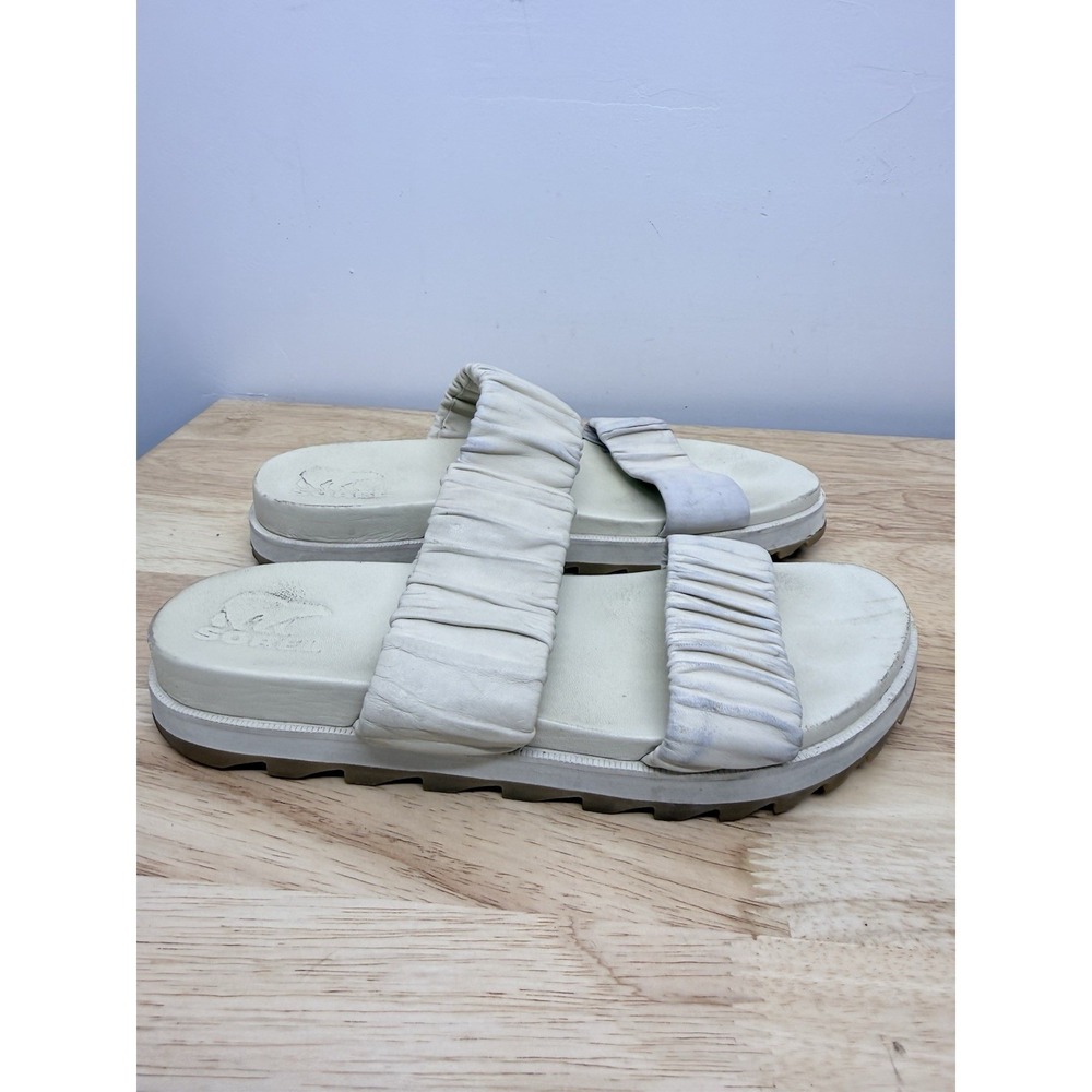 Sorel Roaming Crisscross Slide Sandals Womens 11 Cream Leather Lug Sole‎ #23 - Picture 4 of 9